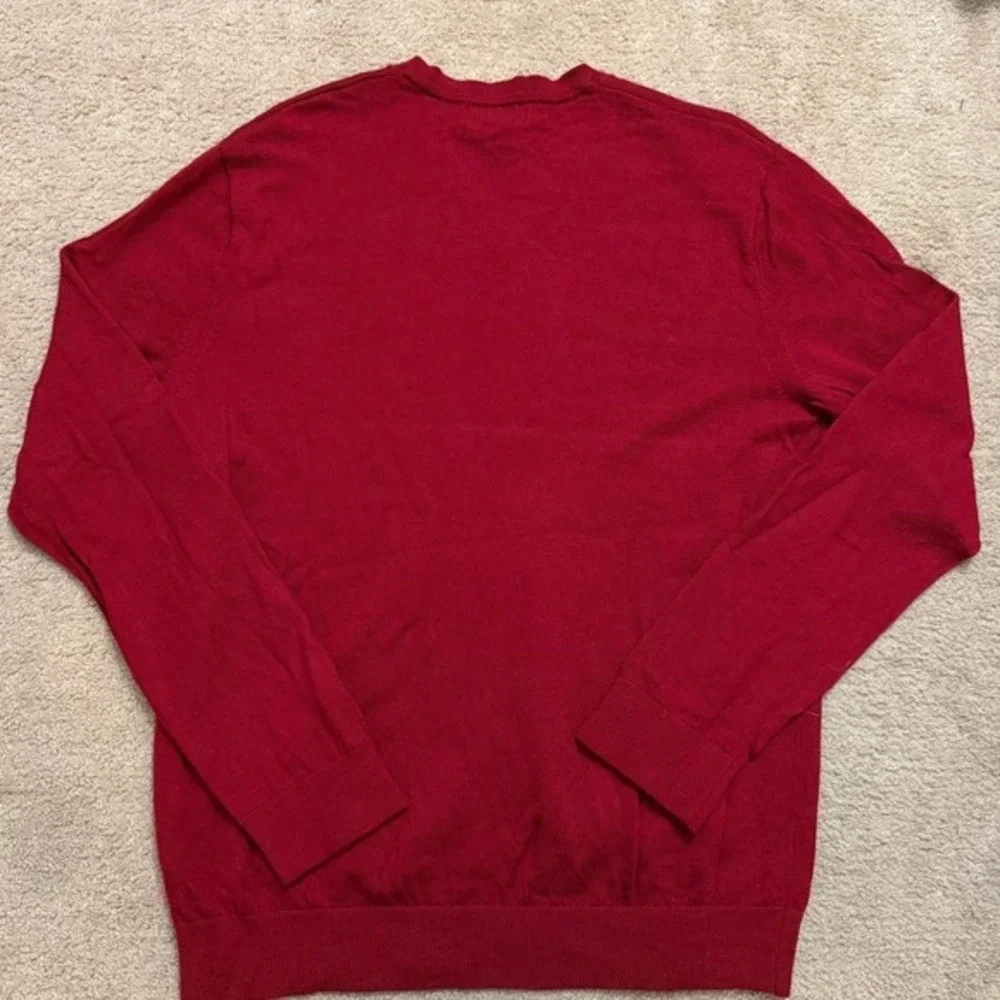 WINTER CLEARANCE Men's 100% Merino‎ Wool V-Neck Sweater Red Size Large Luxury